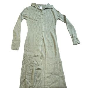 Pink Rose ribbed button-down sweater dress-olive green size S (brand new no tag)